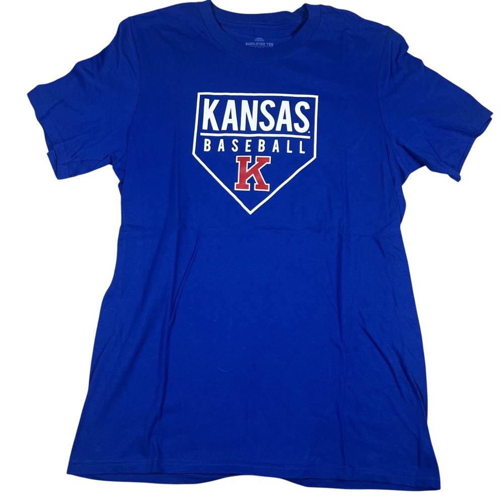 Adidas Kansas Jayhawks Baseball Amplifier Tee Mens Medium Royal‎ Blue Shirt NEW